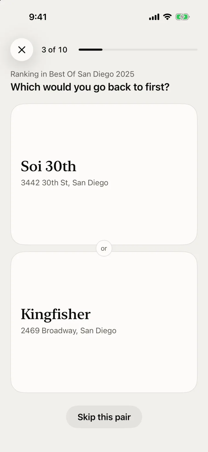Which would you go back to first: Soi 30th or Kingfisher?